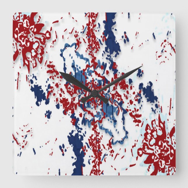 Horloge Carrée Clock Color Splashes (Recto)