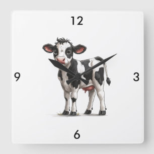 Horloge Carrée Clock Cow