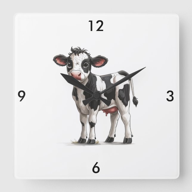 Horloge Carrée Clock Cow (Recto)