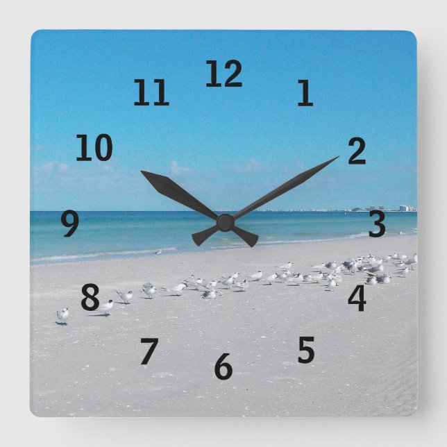 Horloge Carrée Clock de Beach Time (Recto)