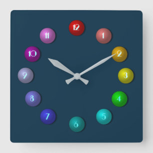 Horloge Carrée Clock de Colorful Balls