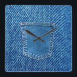 Horloge Carrée Clock de Denim Pocket Western<br><div class="desc">Ce design a été créé à partir de ma peinture acrylique fluide unique. Il peut être personnalisé en cliquant sur le bouton personnaliser et en ajoutant un nom, des initiales ou vos mots préférés. Contactez-moi à l'adresse colorflowcreations@gmail.com si vous souhaitez que ce design soit disponible sur un autre produit. Achetez...</div>
