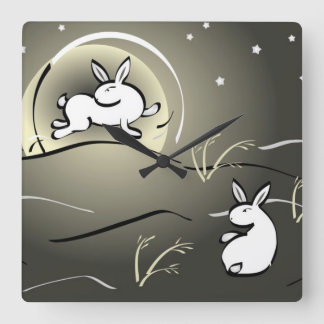 Horloge Carrée Clock de Moon Bunnie