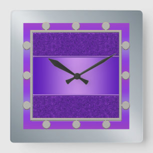 Horloge Carrée Clock de Purple and Silver