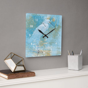 Horloge Carrée Clock de Snowy Egret Wall