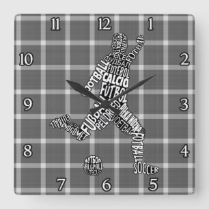 Horloge Carrée Clock de Soccer Languages