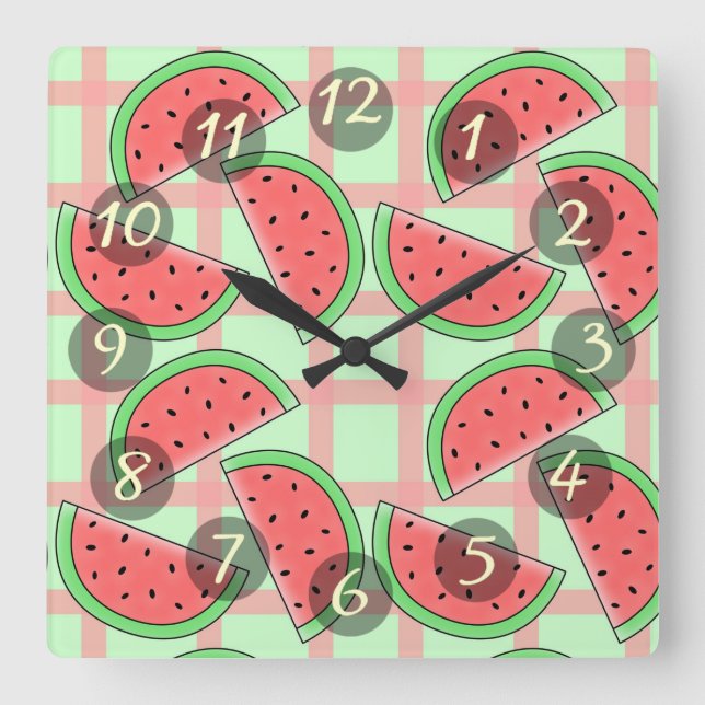 Horloge Carrée Clock de Watermelons (Recto)