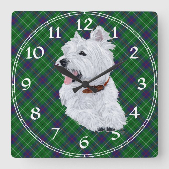 Horloge Carrée Clock de White Terrier (Recto)