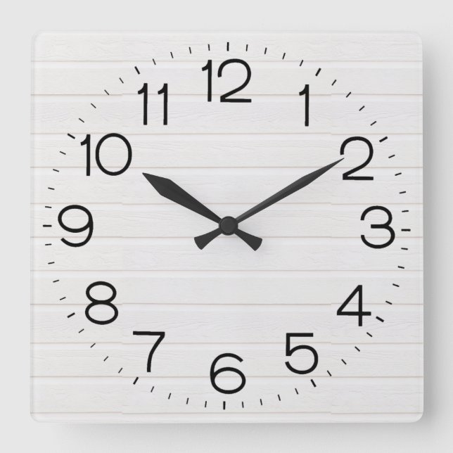 Horloge Carrée Clock de White Wood (Recto)