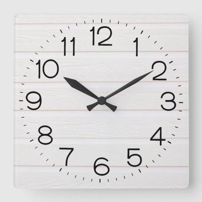 Horloge Carrée Clock de White Wood (Recto)