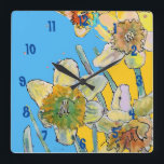 Horloge Carrée Clock du bureau des femmes<br><div class="desc">Yellow Daffodil Watercolour Womans Office Clock. Designed from my original watercolour art.</div>