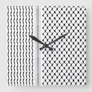 Horloge Carrée Clock du mur acrylique de Kufiya palestinien sur m