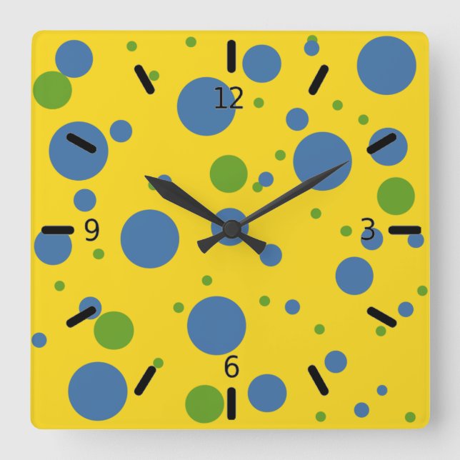 Horloge Carrée Clock Green and Blue Spotted Wall (Recto)
