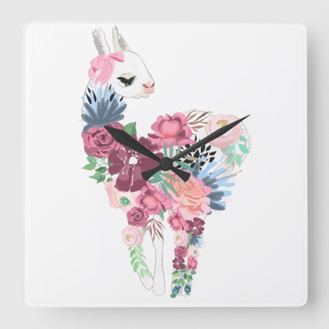 Horloge Carrée Clock Llama (Recto)