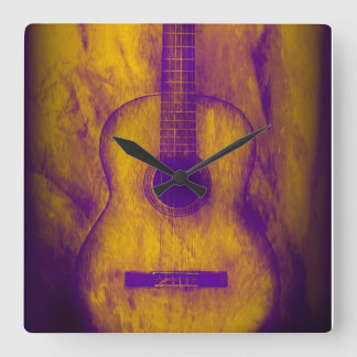 Horloge Carrée Clock Old Guitar