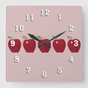 Horloge Carrée Clock Red Apples
