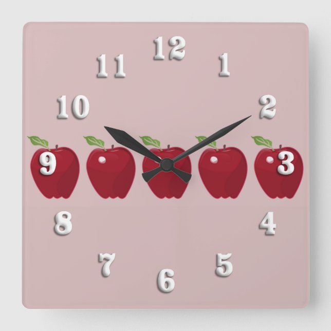Horloge Carrée Clock Red Apples (Recto)