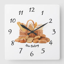 clock, square, bakery, bread, pane