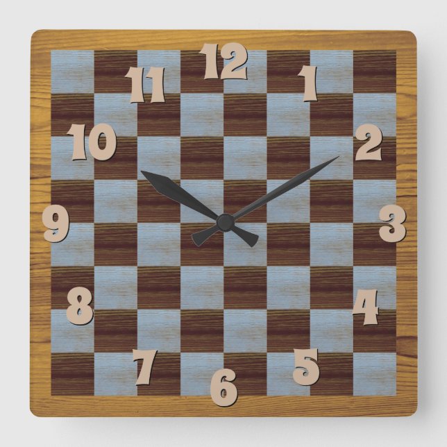 Horloge Carrée Clock square on a chessboard (Recto)