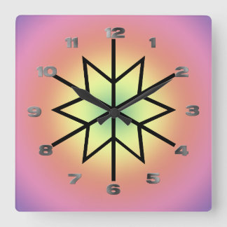 Horloge Carrée Clock - Star with metallic numerals
