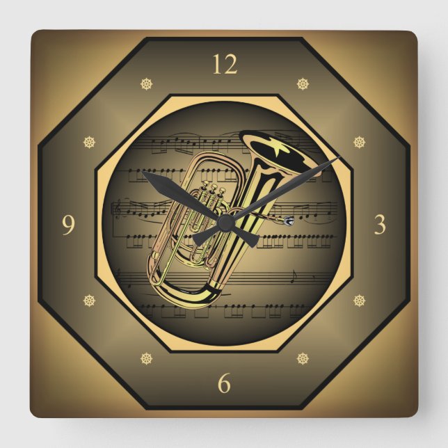 Horloge Carrée Clock-tagon ~ Tuba ~ Sheet Music ~  (Recto)