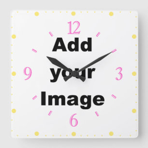Horloge Carrée Clock template - Square & numbers pastel Add Image