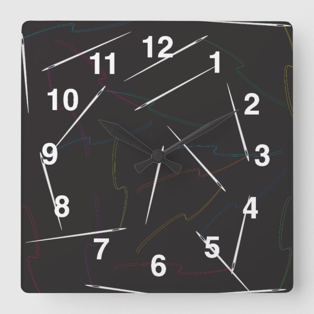 Horloge Carrée Clock Wall Needle and Thread (Recto)