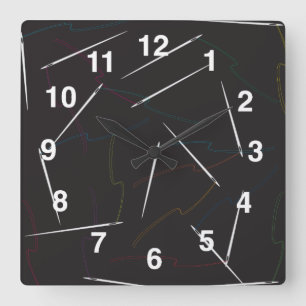 Horloge Carrée Clock Wall Needle and Thread