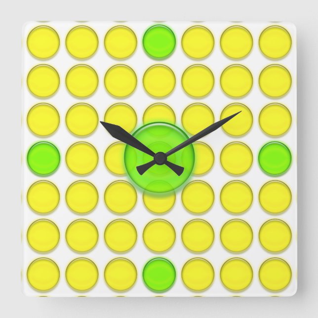 Horloge Carrée Clock - Yellow and Green Dots (Recto)