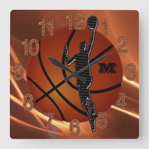 Horloge Carrée Clocks de basket-ball de Cool Boys