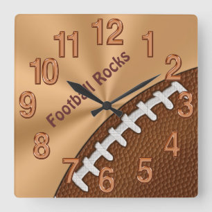 Horloge Carrée Clocks de football cool customizable