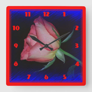 Horloge Carrée Closeup Rose coloré