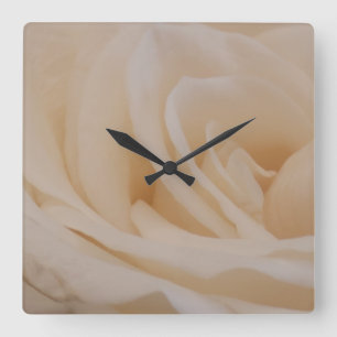 Horloge Carrée Closeup Rose couleur crème