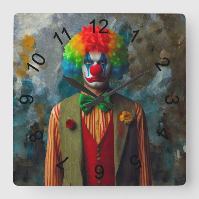 Horloge Carrée Clown 2 (Recto)
