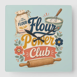 Horloge Carrée Club de Boulangerie Flour Power Cottage