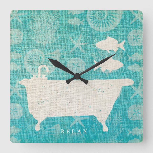 Horloge Carrée Coastal Art | Bathtub Flat (Recto)