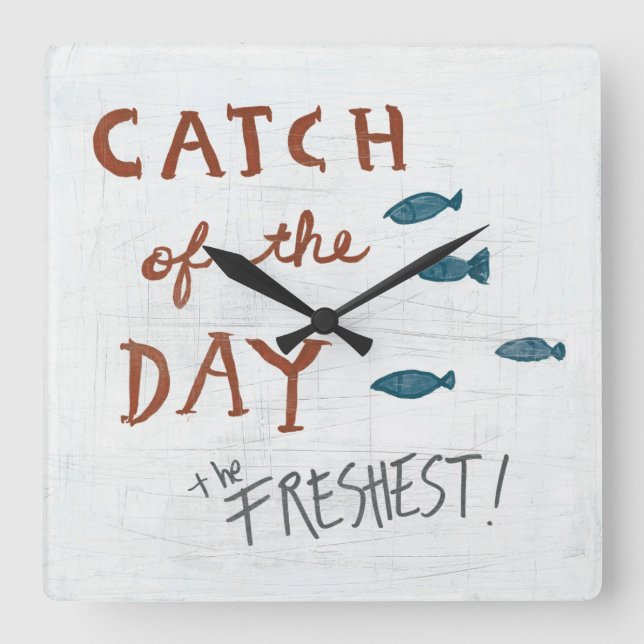 Horloge Carrée Coastal | Catch of the day (Recto)
