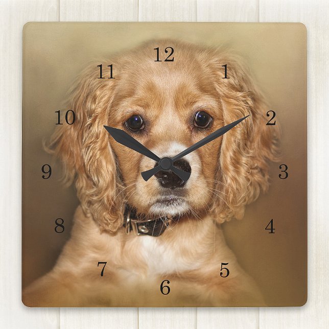 Horloge Carrée Cocker Spaniel Puppy (Créateur téléchargé)