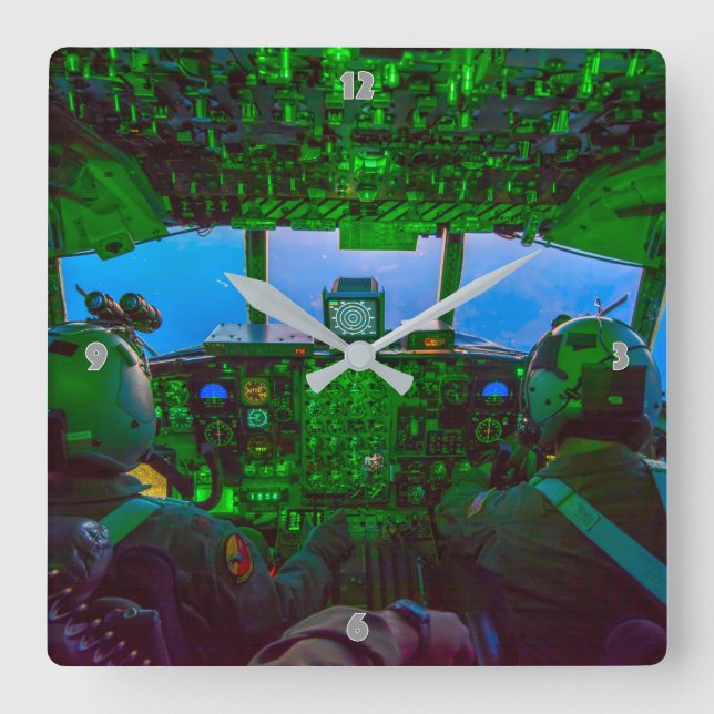 HORLOGE CARRÉE COCKPIT C-130 HERCULES (Recto)
