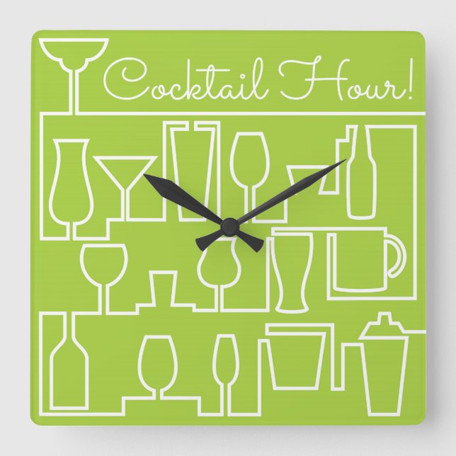Horloge Carrée Cocktail Lime green (Recto)