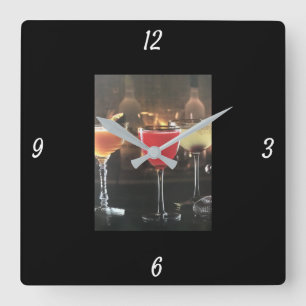 HORLOGE CARRÉE "COCKTAILS HOLIDAY" CLOCK CHRISTMAS