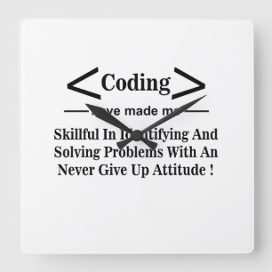Horloge Carrée Codeur Développeur Programmeur Codeur Codage