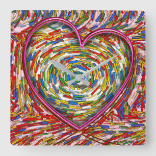 Horloge Carrée Coeur Abstrait Sprinkles Arte Amour