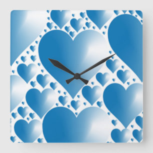 HORLOGE CARRÉE COEUR BLEUE