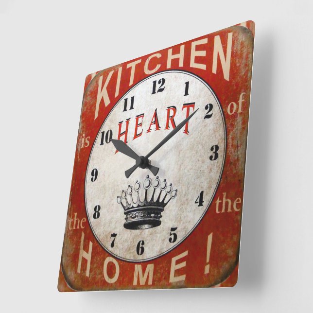 Horloge Carrée Coeur de la maison. (Angle)