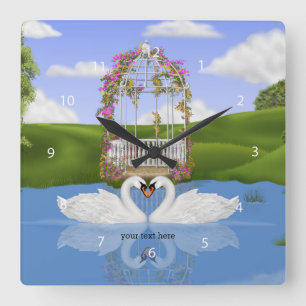 Horloge Carrée Coeur des cygnes