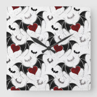 Coeur d'Halloween avec ailes de chauve-souris noir
