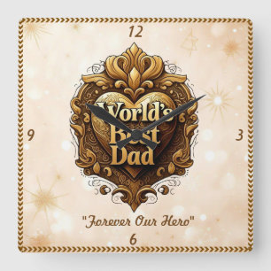 Horloge Carrée "Coeur d'or"