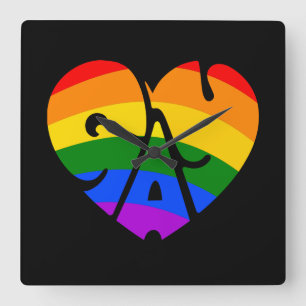 Horloge Carrée Coeur gay