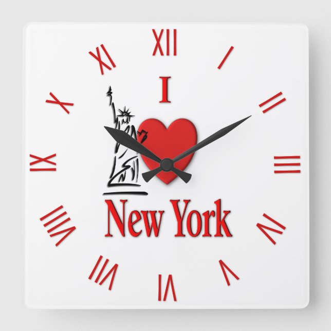 Horloge Carrée Cœur New York (Recto)